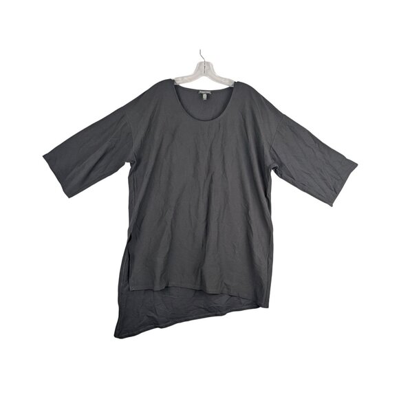 Eileen Fisher Top Womens Large Black Asymmetrical Tunic NWOT - Picture 2 of 7